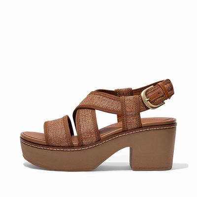 Fitflop Pilar Woven Back-Strap Platform - Plateausandaletten Damen - HellBraun (UIN985106)